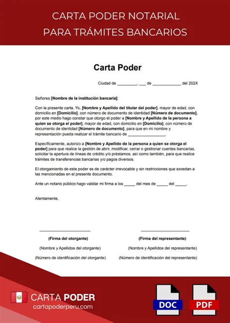 Carta Poder Notarial Para Tr Mites Bancarios En Per