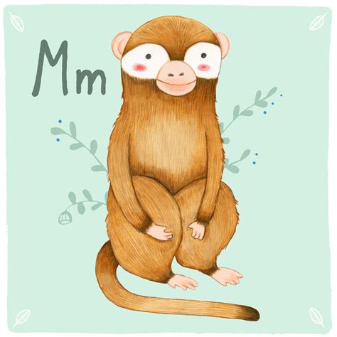 Wall Art Print Judith Loske Alphabet Monkey Europosters