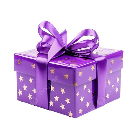 Purple Gift Box With Stars Purple Gift Box PNG Transparent Image And