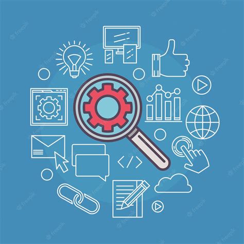 Premium Vector Seo Vector Concept Round Illustration In Thin Line Style