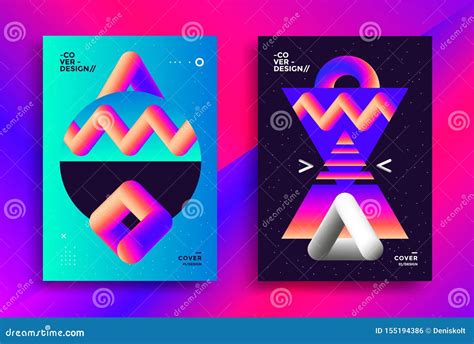 Retro Futuristic Poster Design with Gradient Art Stock Vector ...