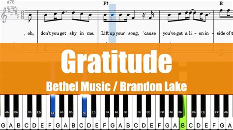 Bethel Music Brandon Lake Gratitude Sheet Lyrics Chords Piano