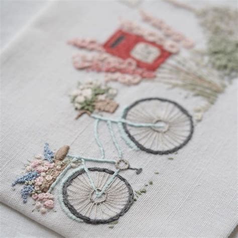 a close up of a piece of cloth with a bicycle on it