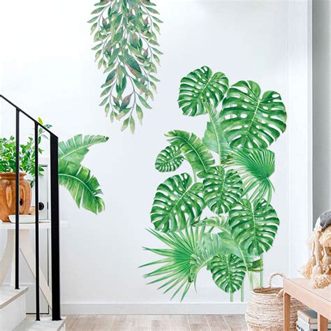 Eastshop Ready 2022 Tropical Plant Leaves Wall Sticker Decal Nursery