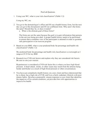 Exs L Lab Lab Questions Subject Heart Rate Blood Pressure