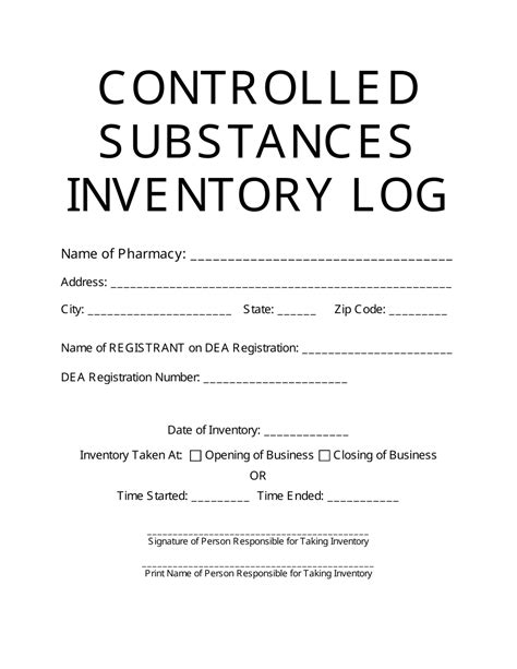 North Carolina Controlled Substances Inventory Log Fill Out Sign