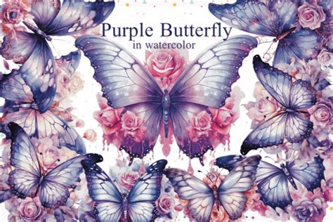 Sublimation Purple Butterfly Watrecolor Graphic By Veloonap · Creative