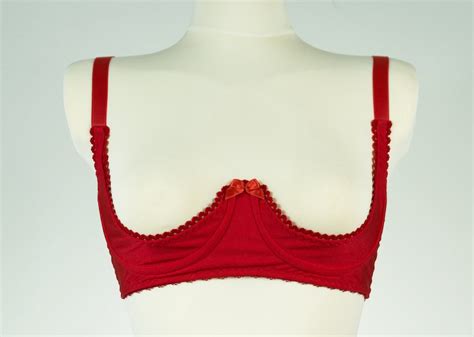 Red Gina Quarter Cup Shelf Bra Etsy Canada