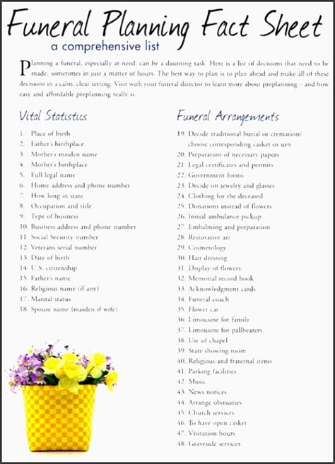 5+ Funeral Planning Checklist Sample - SampleTemplatess - SampleTemplatess