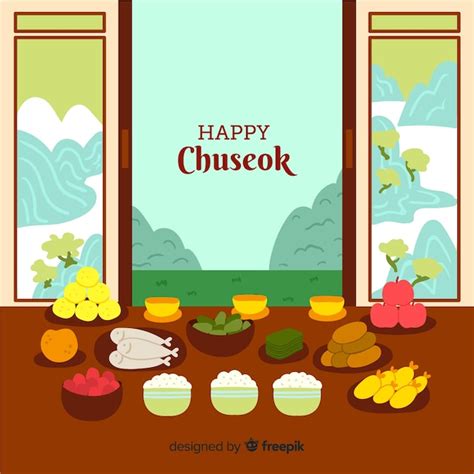 Premium Vector Hand Drawn Happy Chuseok Background