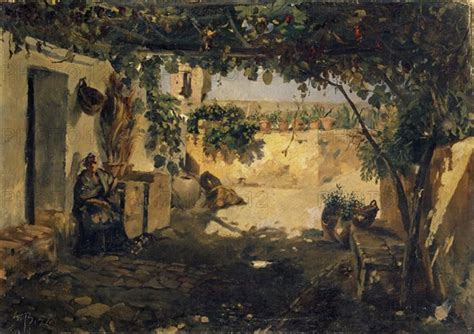 Spanish Pergola 1857 Oil On Canvas 36 5 X 51 5 Cm Monogrammed And