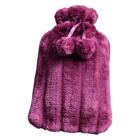 Hot Water Bottle Wide Opening No Leakage Multifunction L Rubber Water Bag With Fur Cover For
