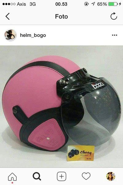 Jual Limited Helm Retro Bogo Pink Garis Hitam Sni Kulit 19 Di Lapak