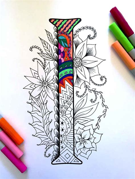 Letter I Coloring Page Inspired by the font Etsy France Patrón