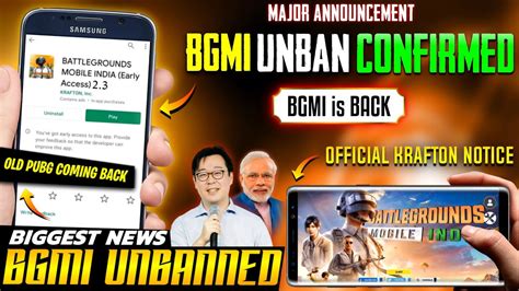 Biggest News Bgmi Unban Official Krafton Notice Bgmi Coming Good