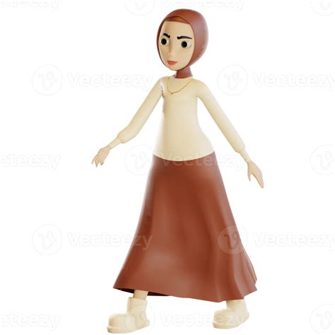 3d Hijab Character Walking Away 22820202 Png