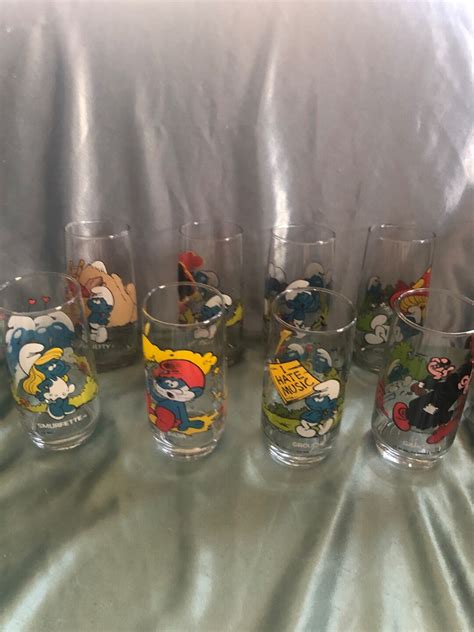 Set Of 8 Smurf Drinking Glasses 1982 Etsy