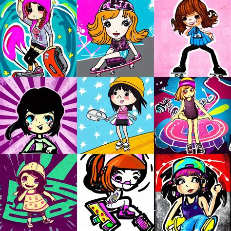 Cartoon Chibi Girl Holding A Cup Bright Colours Stable Diffusion