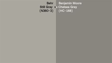 Behr Still Gray N360 3 Vs Benjamin Moore Chelsea Gray Hc 168 Side