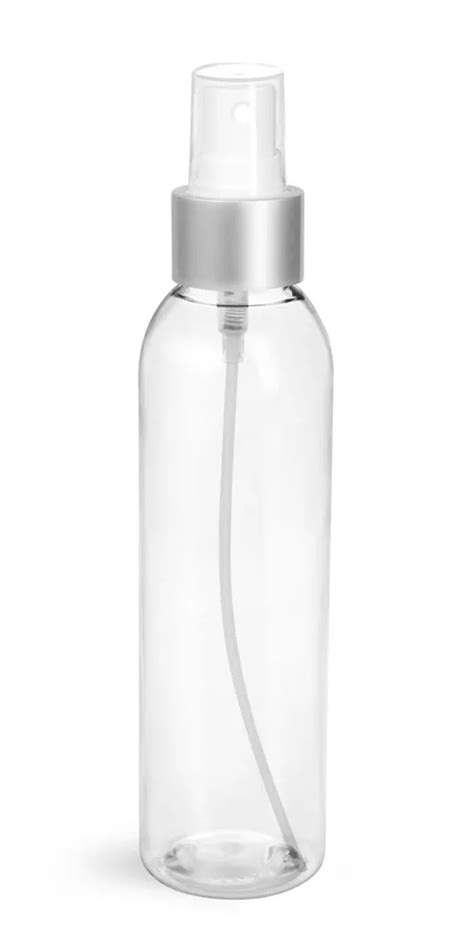 Oz Clear Pet Cosmo Round Bottles W White Sprayers W Brushed