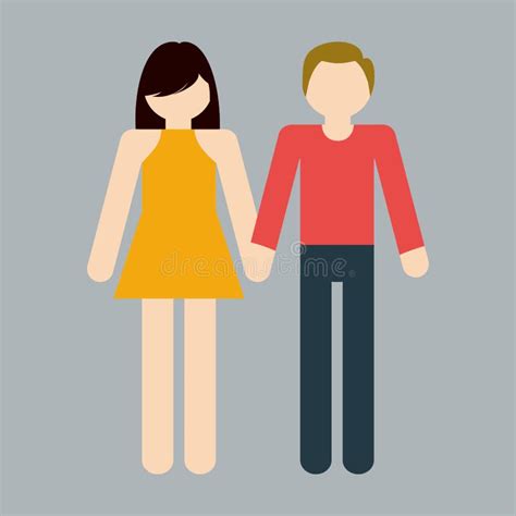 Romantic Heterosexual Couple Full Body Icon Image Stock Illustration