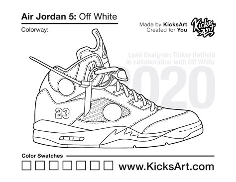 Air Jordan 5 Sneaker Coloring Pages Created By Kicksart