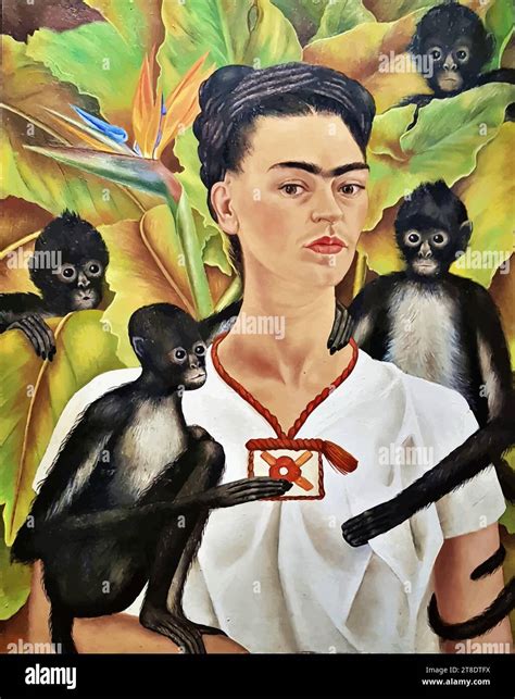 Self Portrait With Monkeys 1943 Oil On Canvas Artist By Kahlo