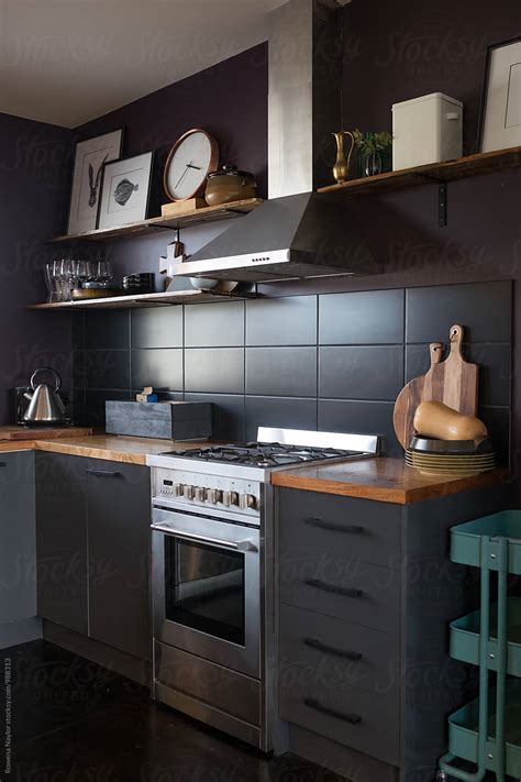 Kitchen Interior With Dark Styling Del Colaborador De Stocksy Rowena