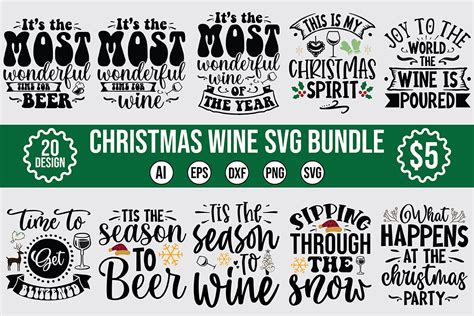 Christmas Wine Svg Bundle Designs Graphic By Teebusiness41 · Creative