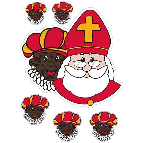 Sinterklaas Decoratie Raamsticker Blinkend Sint City Met Zwarte Piet