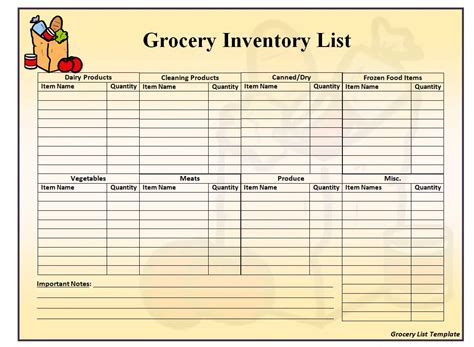 Grocery Inventory List Printable In Pdf And Excel NBKomputer