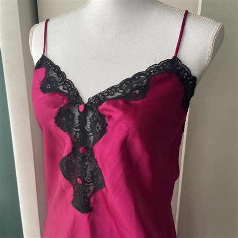 Vintage Beautiful Hot Pink Button Up On Black Lace Depop