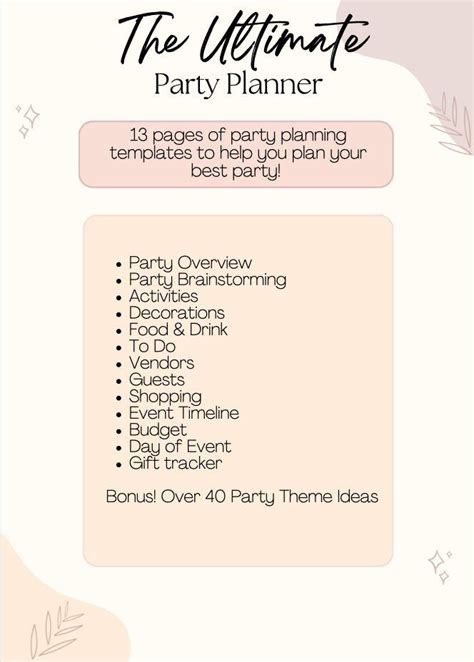 Printable Birthday Planner Party Planner Event Organizer Etsy Artofit