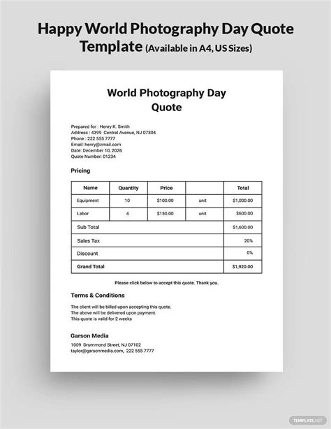 Photography Quotation Template Free