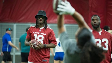 Arizona Cardinals' Marvin Harrison Jr. reacts to Hamilton flag football