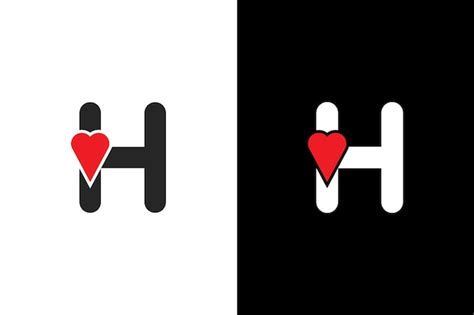 Logotipo corazón letra h hermoso diseño de logotipo de amor vectorial