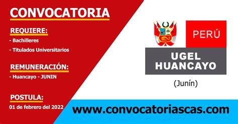 CONVOCATORIA UGEL HUANCAYO CAS 3 Plazas Administración