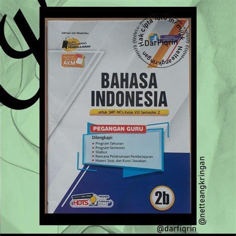 Jual Pegangan Guru Bahasa Indonesia Kelas Semester Smp Mts K Rev