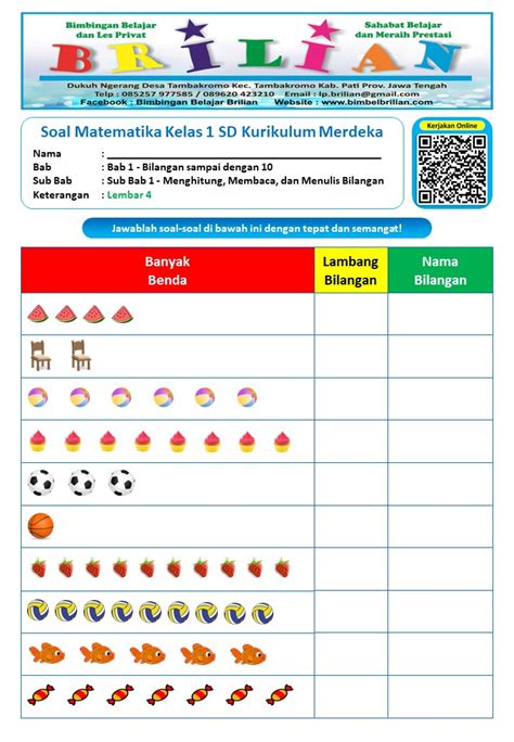 Soal Matematika Kelas 1 Bab Nama Dan Lambang Bilangan Bimbel Brilian