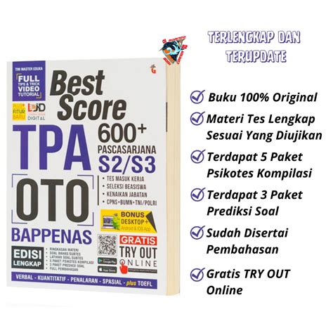 Jual Buku Tpa Best Score Tpa Oto Bappenas Shopee Indonesia