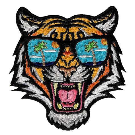 Tiger with Sunglasses Embroidered Patch | PatchAddict