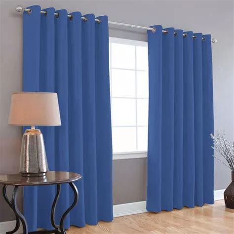 Cortinas Blackout Melocotton Color Azul Rey 275cm De Ancho X 215cm