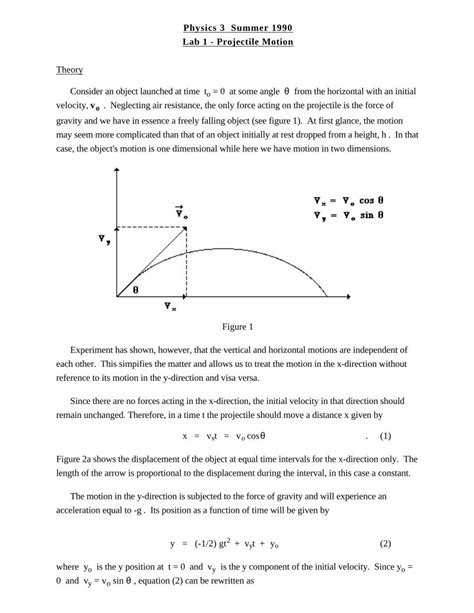 Pdf Physics Summer Lab Projectile Motionphysics Labs