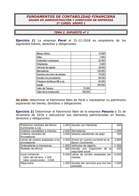 Supuesto nº 1 alumnos FUNDAMENTOS DE CONTABILIDAD FINANCIERA GRADO EN