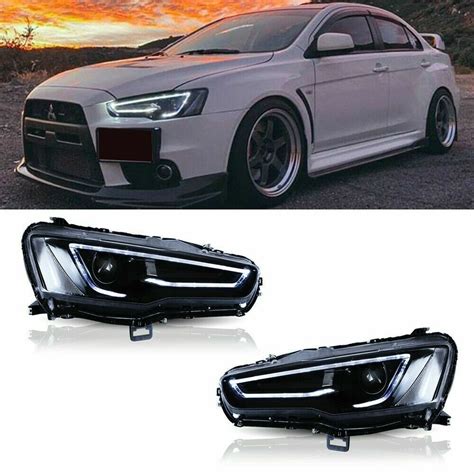 LED Headlights For 2008 2017 Mitsubishi Lancer EVO X Full Black