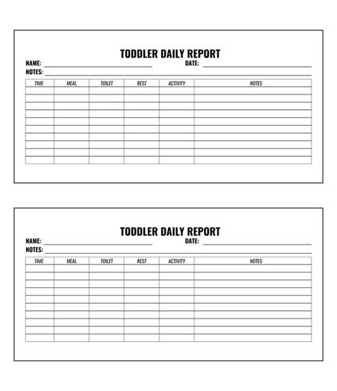 Printable Preschool Daily Report Sheets Infant Daily Report Report