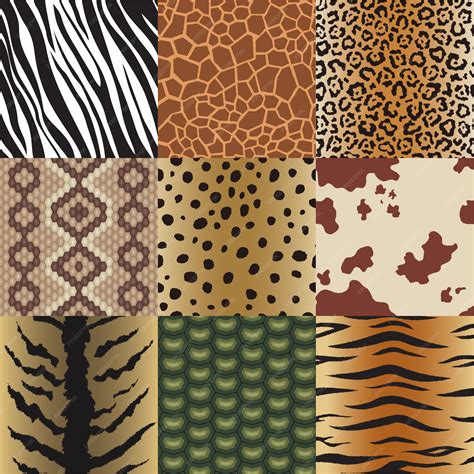 Premium Vector | Seamless animal skin patterns set. Safari textile of Giraffe, tiger, zebra