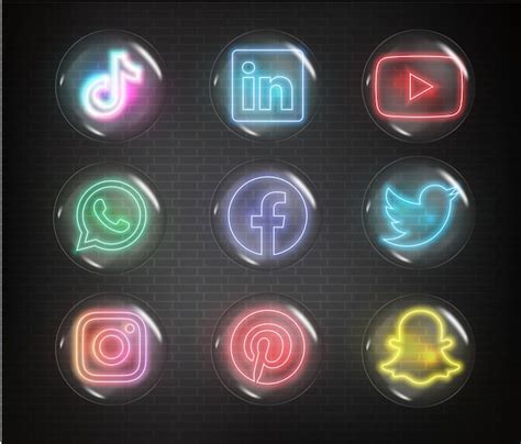 Premium Vector Social Media Made Of Neon Lights