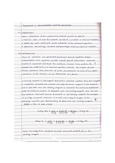 Lab Report Stoichiometry Limiting Reactant Pdf Pdf