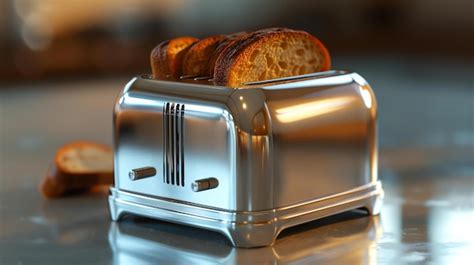 Premium Photo A Closeup Shot Of A Silver Toaster With Two Slices Of